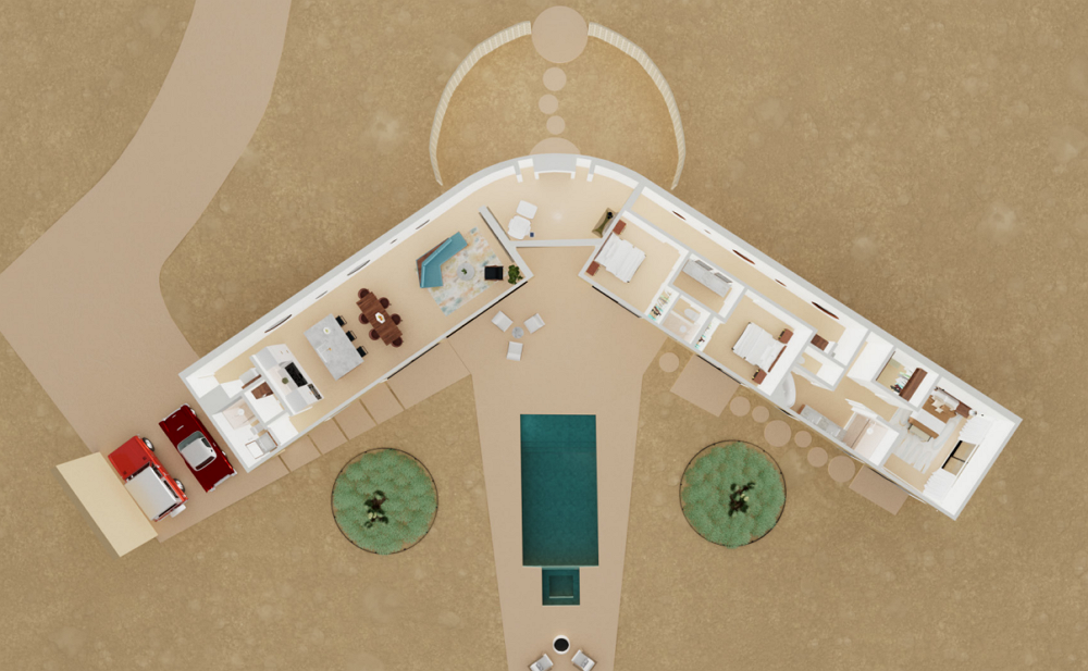 Aerial rendering of the Yucca Valley Faith Project - Dean Larkin Design