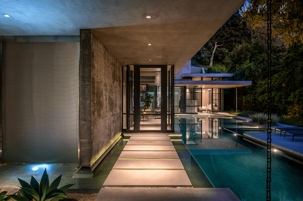 Latimer | Walkway to home beside pool | Dean Larkin Design