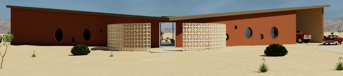 Rendering of the Yucca Valley Faith project with briese soleil - Dean Larkin Design