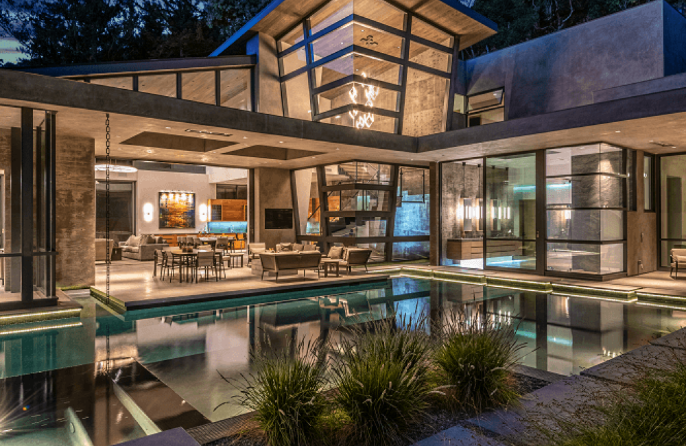 Latimer | Full Home view lit up at night | Dean Larkin Design