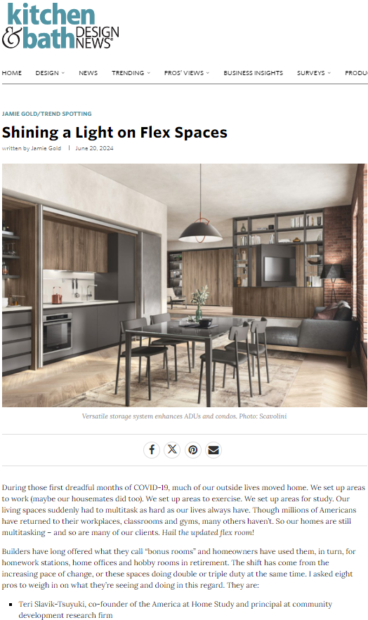 Image of the article on Flex Spaces by Jamie Gold with input from Dean Larkin - Dean Larkin Design