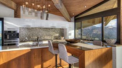 Kitchen with many windows | passive solar design | Dean Larkin Design