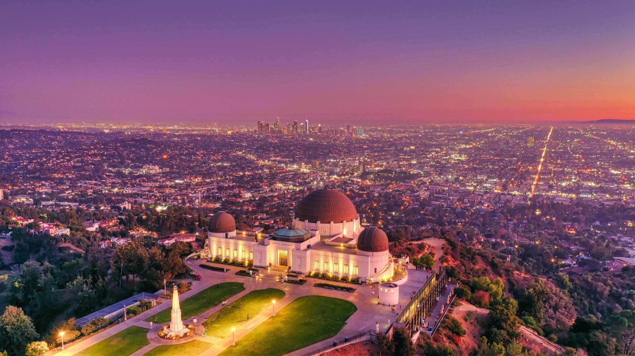 wide view of Los Angeles behind the Griffith Observatory - Luxury Architect in Los Angeles CA