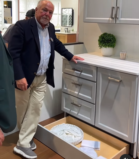 Blum Smart Step, open as a drawer for extra space, which is one of the Design Innovations at KBIS 2024- Dean Larkin Design