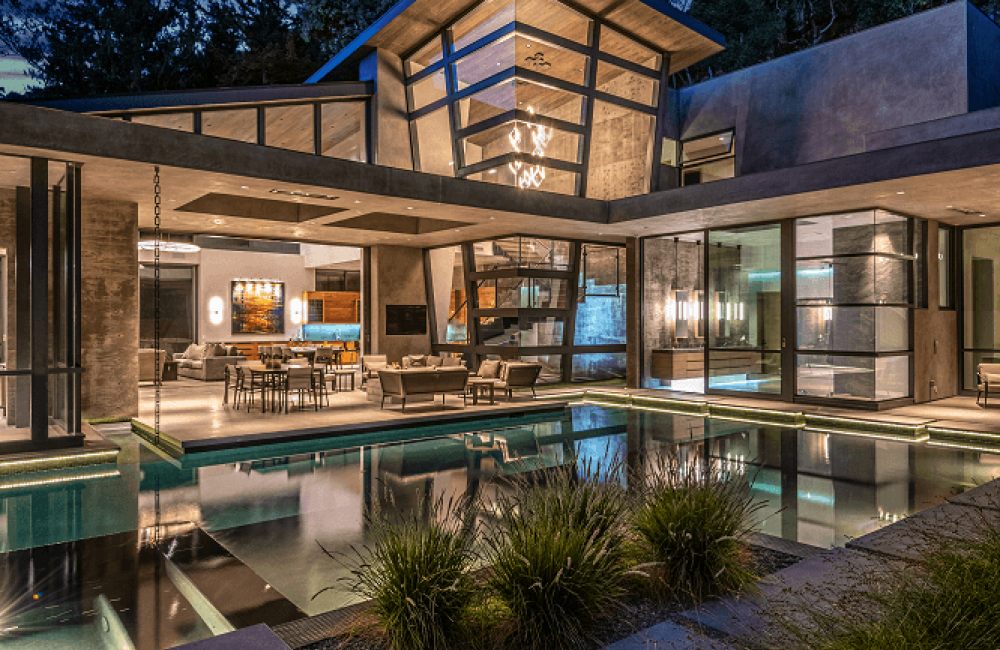 Latimer | Full Home view lit up at night | Dean Larkin Design