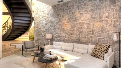 Mixed Materials in a living space is often a feature in Contemporary Architecture Design | Dean Larkin Design